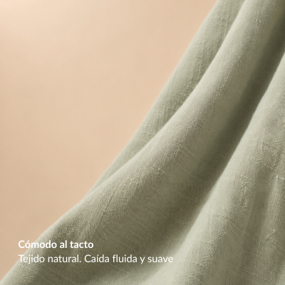 Pantalón de efecto lino con cintura elástica y pierna ancha