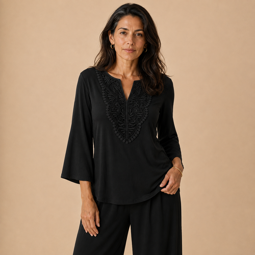 Blusa de manga francesa con encaje